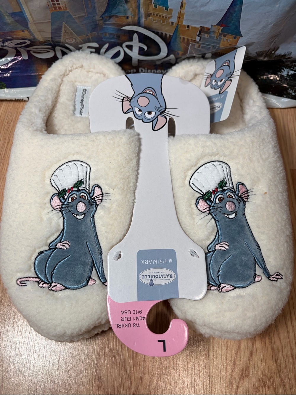 Disney Pixar Ratatouille Remy Christmas Plush Slippers Size L 9/10 Primark New